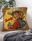 Vintage Cowgirl Howdy Throw Pillow 18 x 18 Made in America