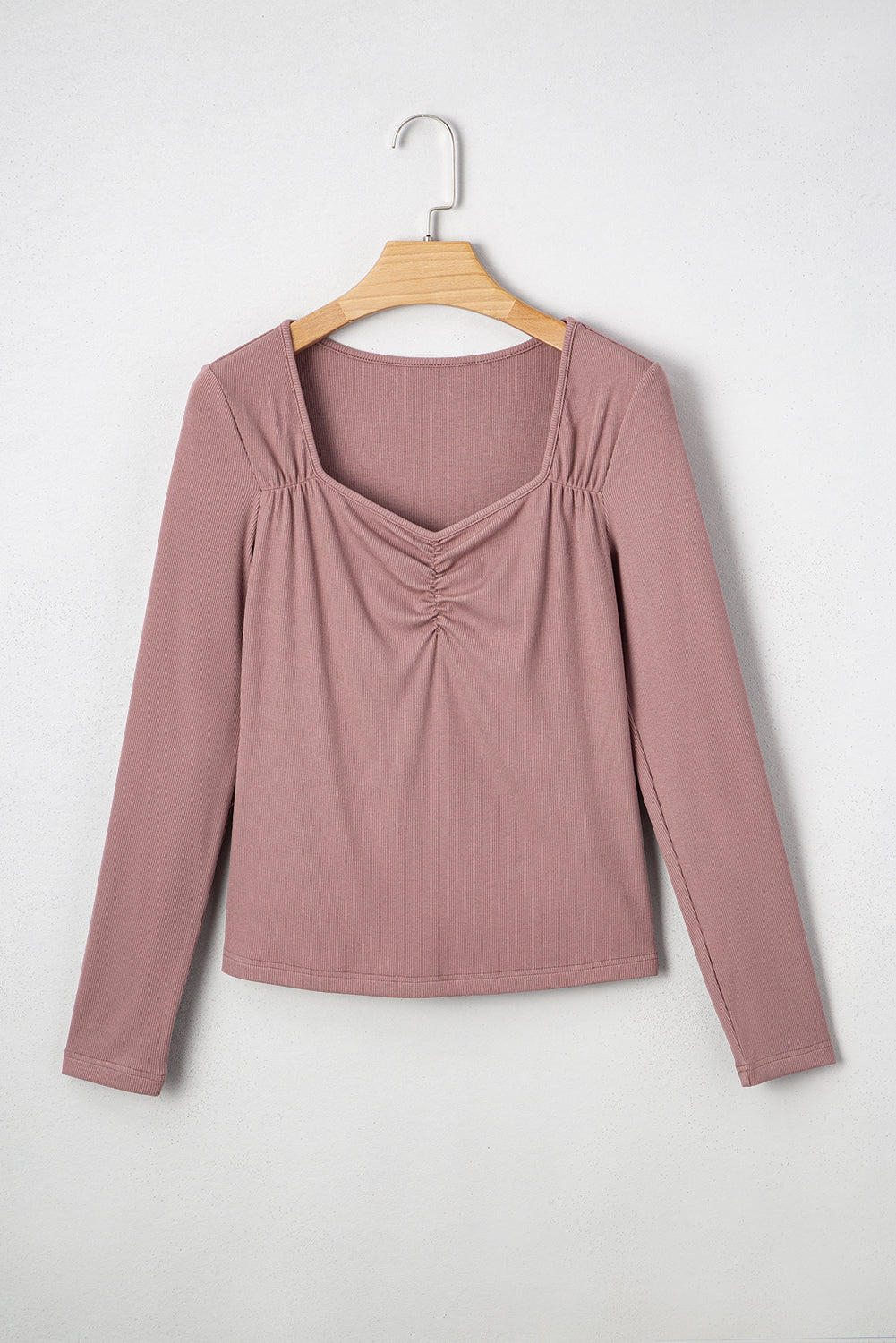 Cora Square Neck Ribbed Fit Long Sleeve Top