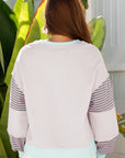 Stripe Colorblock Drop Shoulder Sweatshirt
