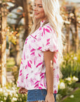 Etta Floral Frilled Collar Short Sleeve Blouse