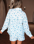 Savannah Floral Striped Pocket Shirt and Shorts Set