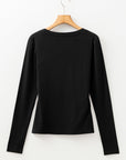 Solid Scoop Neck Long Sleeve Top