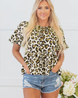 Catherine Bubble Sleeve Peplum Blouse