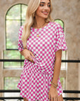 Checkerboard T Shirt and High Waist Skorts Set