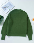 Solid Textured Knit Crewneck Sweater