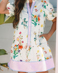 Floral Stripe Patchwork Short Sleeve Dress