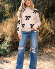 Eleanor Bow Pattern Loose Sweater