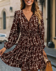 Ditsy Floral Long Sleeve Flared Mini Dress