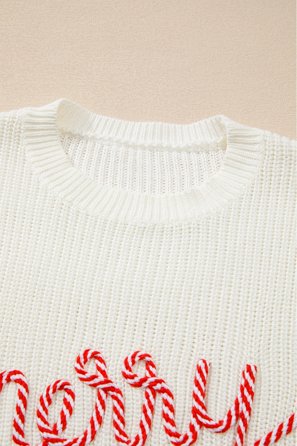 Christmas Stripe Merry &amp; Bright Long Sleeve Sweater