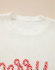 Christmas Stripe Merry & Bright Long Sleeve Sweater