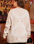 Plus Size Western Aztec Long Sleeve Sweater