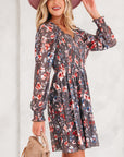 Floral Mesh Long Sleeve Mini Dress