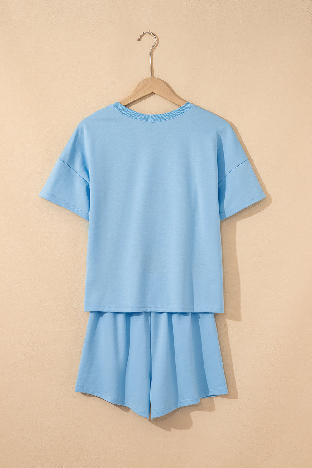 Solid V-Neck Tee and Drawstring Shorts Set