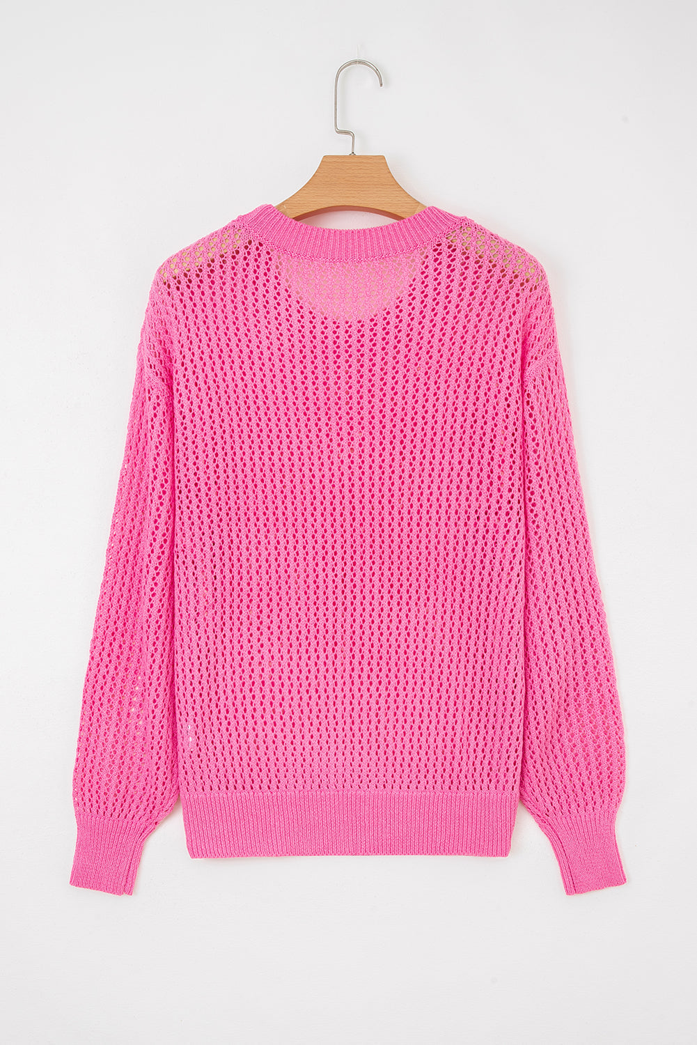 Valentine Bow Hollowed Knit Drop Shoulder Sweater