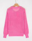 Valentine Bow Hollowed Knit Drop Shoulder Sweater