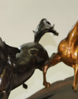 Limited Edition Two Galloping Horses Hand Painted Museum Quality Bronze Artwork