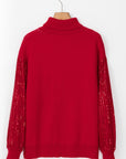 Christmas Merry Sequin Sleeve Turtleneck Sweater
