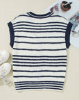 Arlette Loose Buttoned V Neck Sweater Vest