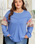 Plus Size Floral Patchwork Reverse Seam Top