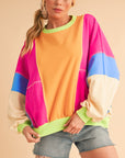 Orchid Petal Colorblock Patchwork Drop Shoulder Top