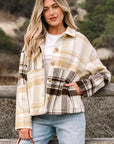 Plaid Patchwork Side Pocket Button-Up Shacket