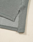 Solid Corded Knit Reverse Seam Long Sleeve Top