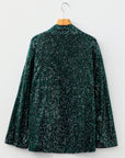 Sequin Open-Front Long Sleeve Cardigan