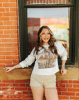 Cattle Tag Raw Hem Graphic Sweatshirt
