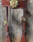 Basketweave Browband Headstall / Bridle - Gold Sunflowers 