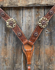 Breastcollar - Gold Flowers & European Crystal Conchos 