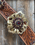 Breastcollar - Gold Flowers & European Crystal Conchos 