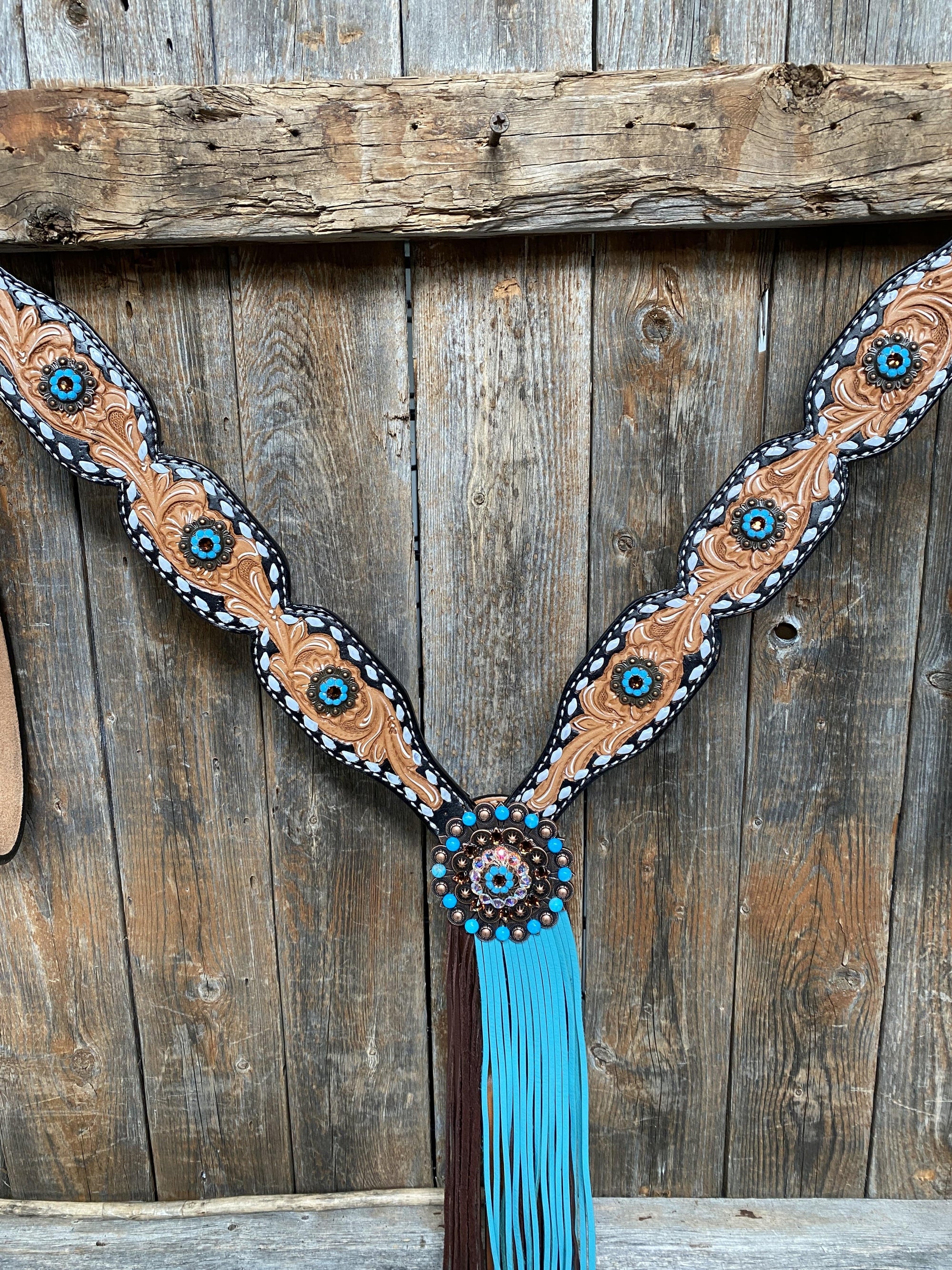 Classic Turquoise and Topaz Browband / One Ear Tack Set 