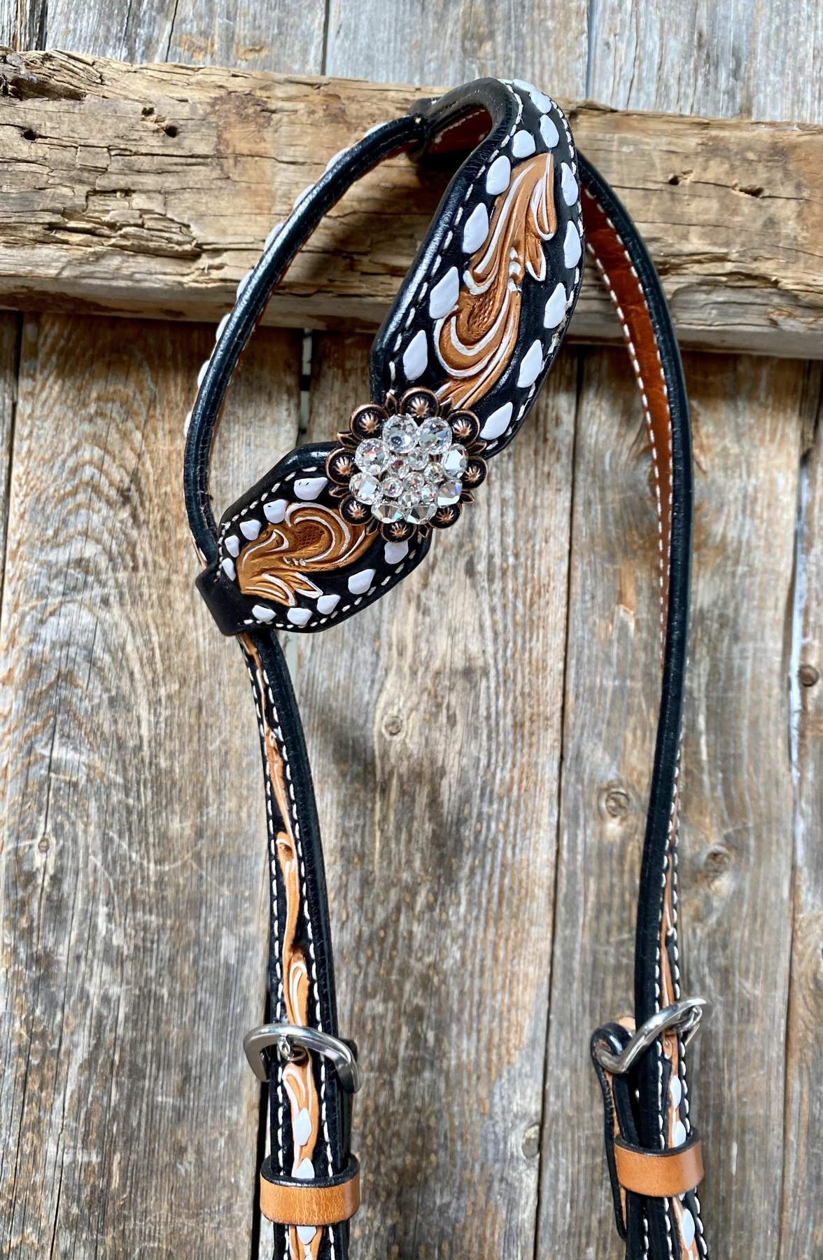 Buckstitch Flower Browband / One Ear Tack Set 
