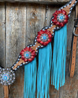 Buckstitch One Ear Headstall & Breastcollar Set -Red Flowers 