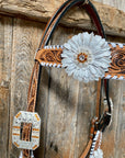 Whipstitch Headstall -Golden & Daisy 