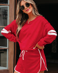 Varsity Stripe Pullover and Mini Skirt Set