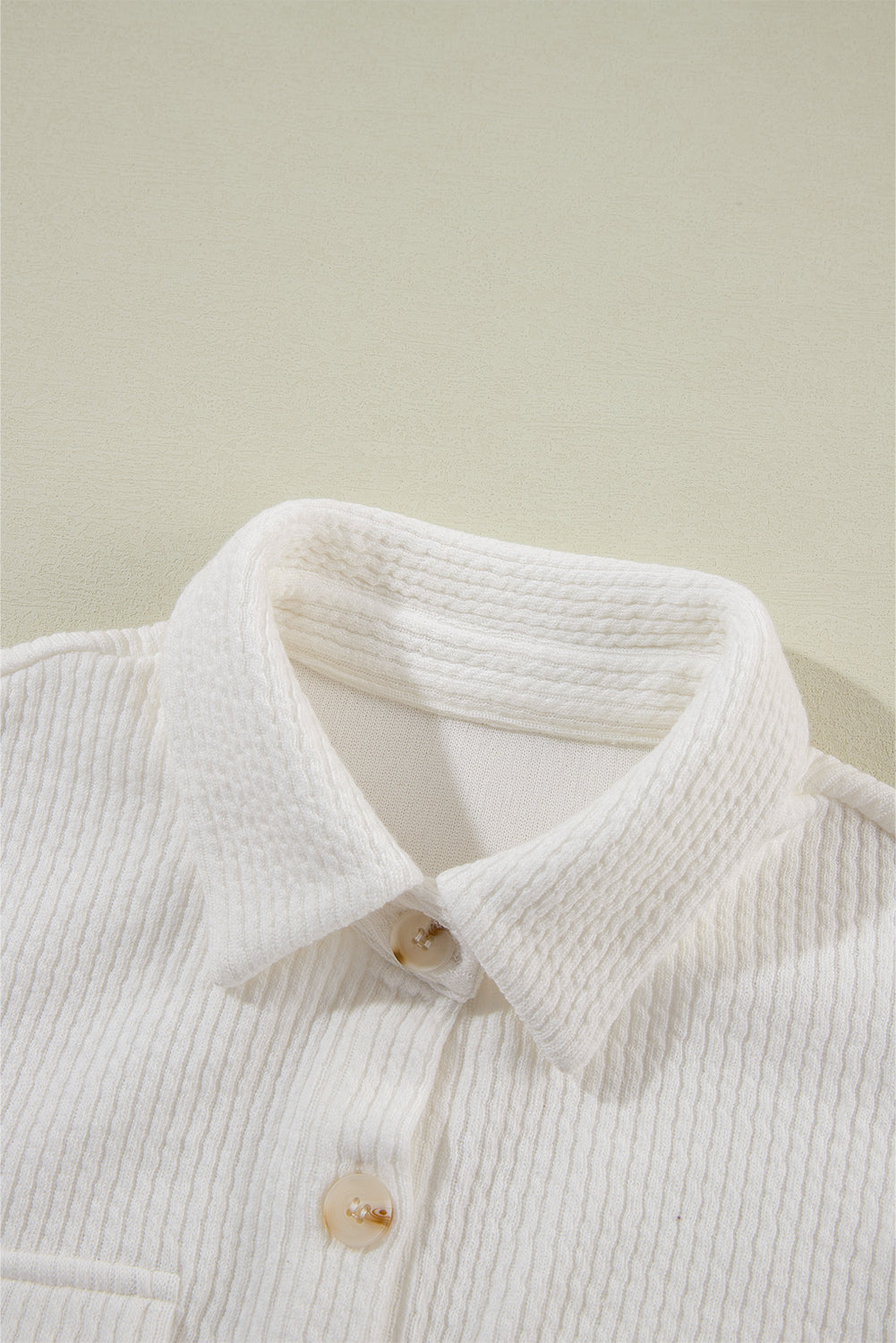 Solid Corduroy Button-Up Long Sleeve Jacket