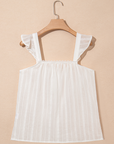 Lace Crochet Ruffle Buttoned Tank Top