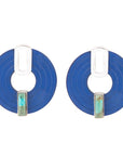 Discus Blue Turquoise and Leather Sterling Silver Earrings