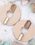 Discus Mother of Pearl Leather Earrings
