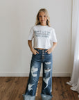 Don't Let Bastards Get You Down Boxy Crop Graphic Tee