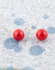 Dot of Red Coral Stud Earrings