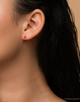 Dot of Red Coral Stud Earrings