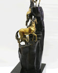 Hand Made Limited Edition four Galloping Horses Mustangs Bronze Sculpture Figure