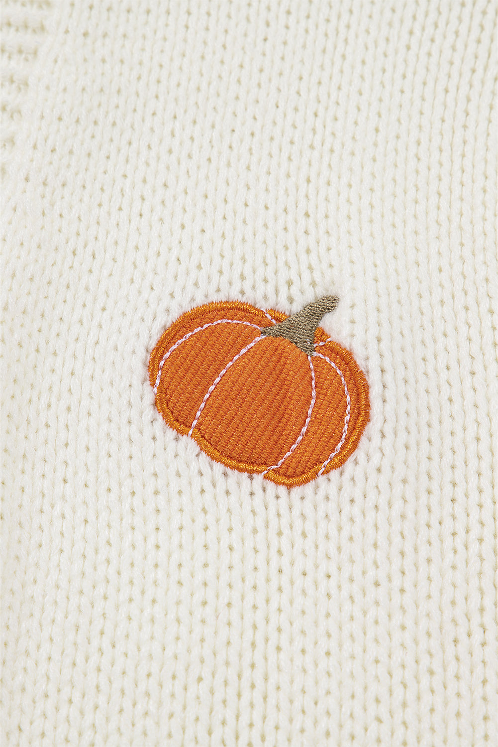 Pumpkin Embroidered Open Front Drop Shoulder Cardigan