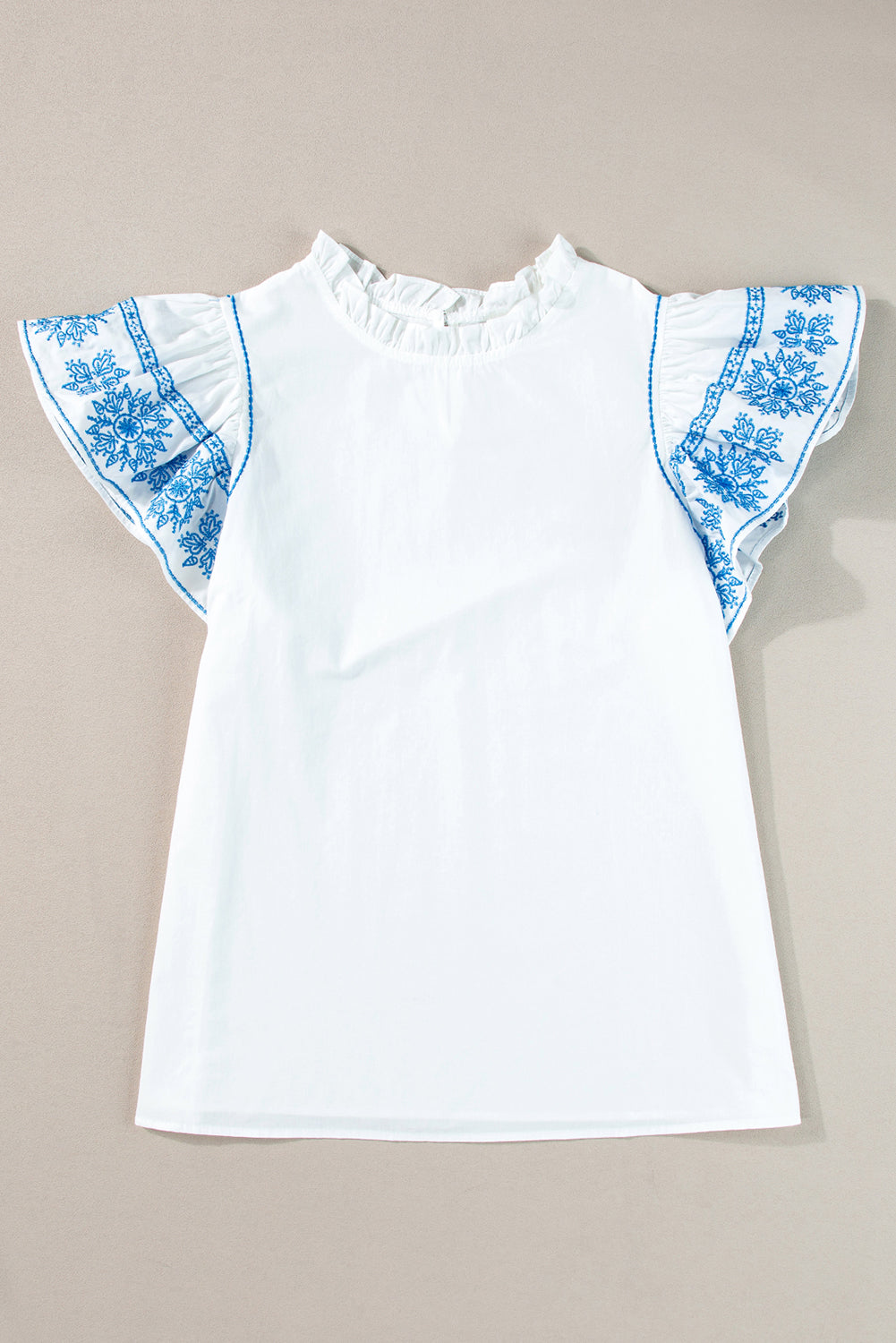 Vienna Embroidered Ruffled Sleeve Blouse