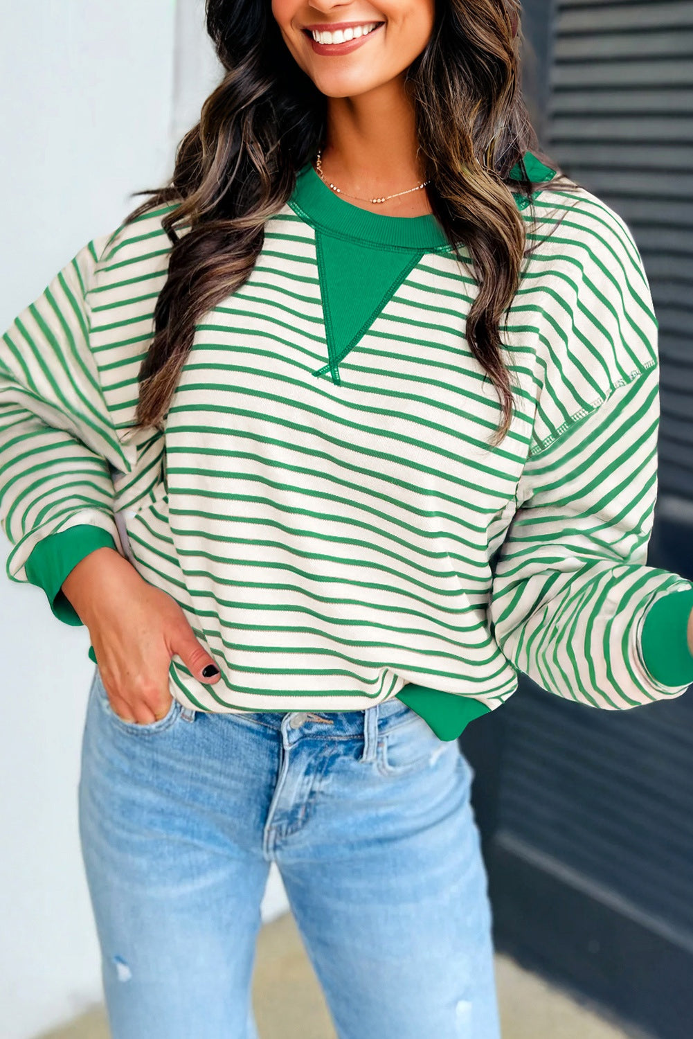 Stripe Patchwork Long Sleeve Top