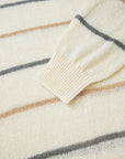Stripe Ribbed Trim Drop Shoulder Sweater