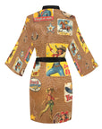 Vintage Cowgirl Collage Kimono Satin Robe