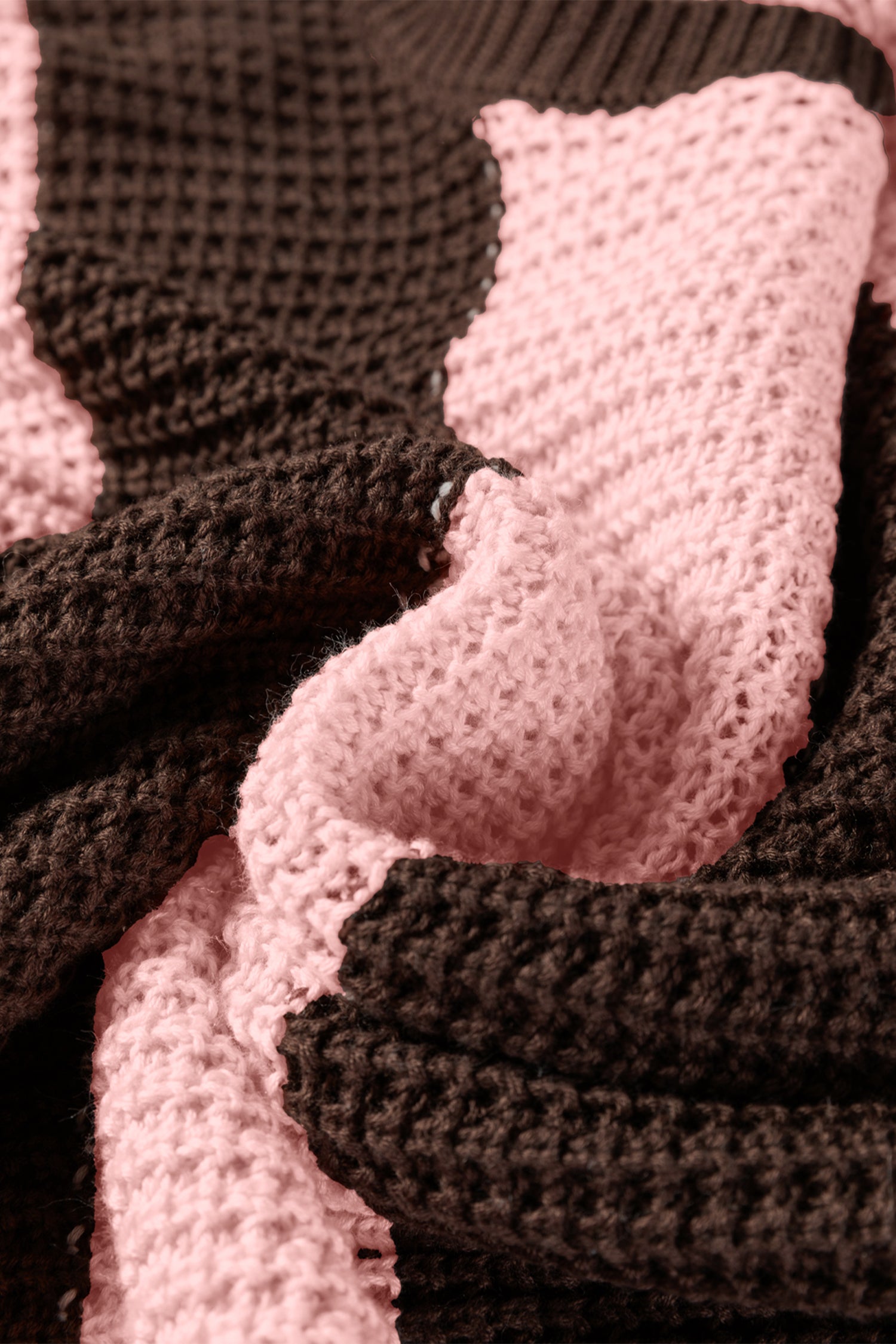 Stripe Colorblock Thermal Textured Knit Drop Shoulder Sweater